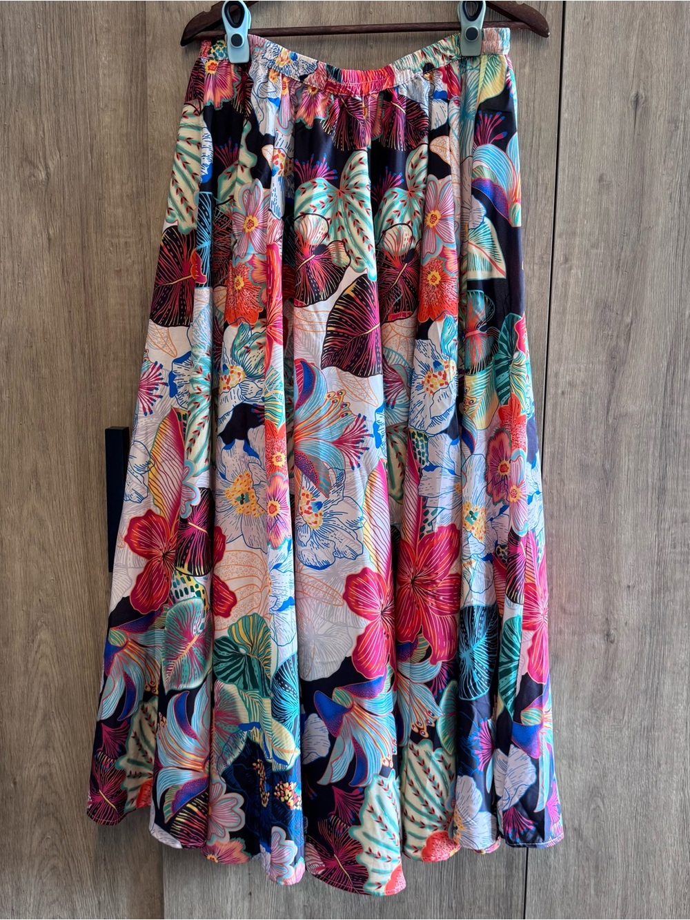 Calypso St. Barth Floral Maxi Skirt in Black, Pink, Teal and Yellow - Picture 2 of 3